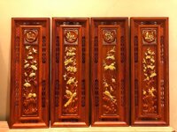 Bộ Tranh tứ quý tùng cúc trúc mai ,bằng gỗ hương đỏ