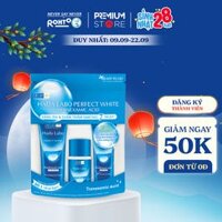 Bộ travel size dưỡng trắng Hada Labo Perfect White Tranexamic Acid Travel Set (Kem rửa mặt 15g+Dung dịch dưỡng 20ml+Kem dưỡng 12g)