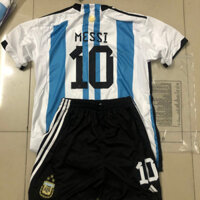 Bộ trẻ em 2022 Áo bóng đá sân nhà Argentina Áo bóng đá CHildren Di Maria có ngắn