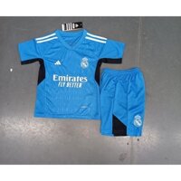 [Bộ trẻ em] 23-24 Thủ môn Real Madrid Atletico màu xanh Áo bóng đá trẻ em 2-13y Chất lượng cao Có thể thêm tên và số