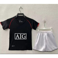 Bộ Trẻ Em Retro 07 08 Mu AWAY RONALDO Áo Bóng Đá Áo Sơ Mi Bóng Đá Tùy Chỉnh Tên Số