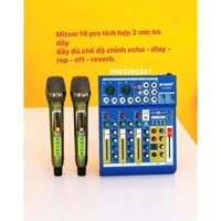 Bộ trộn âm thanh Mixer Pro 4 Bản Nâng cấp Đi Kèm 2 Micro Không Dây, Pro-4 Hỗ Trợ Bluetooth USB Karaoke live