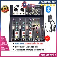 Bộ Trộn Âm Thanh, Mixer Yamaha F4-USB Cao Cấp - Bluetooth, 4 Kênh-Chuyên Dùng Livestream, Karaoke Gia Đình- H2Pro Audio