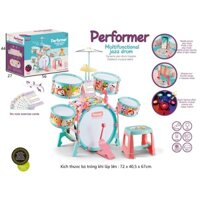 Bộ trống Jazz  cho bé cỡ lớn nhiều chức năng, Bộ 5 trống Jazz có đèn cỡ lớn cho bé