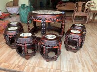 Bộ Trống Trúc Gỗ Trắc Hàng Đỉnh Cao 1 Bàn 6 Ghế