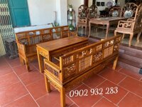 Bộ trường kỷ sưa gỗ gụ , mẫu song tiện huế chân thẳng