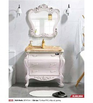 Bộ tủ chậu lavabo nhựa PVC Sáng Tạo 859