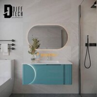 Bộ Tủ Chậu Lavabo PVC Lõi Đặc Màu Xanh Mint Sơn S8 Kết Hợp Bồn Sứ Phủ Mặt Bo Cong Tràn Viền Bo Góc, Gương Đèn Led Cảm Ứng - Handay HD-920XD