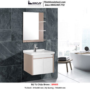 Bộ tủ chậu nhựa 1 ngăn Bross BR-605
