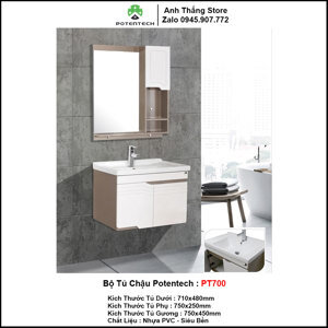 Bộ tủ chậu nhựa PVC Potentech PT 700