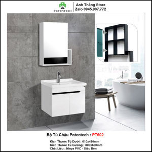 Bộ tủ chậu nhựa PVC Potentech PT602
