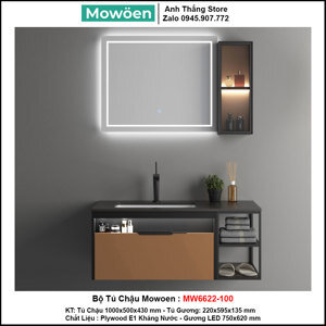 Bộ tủ chậu và tủ gương led size 1000mm Mowoen MW6622-100