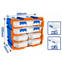 Bộ tủ gồm 2 hộp nhựa chia 13 ngăn và 4 hộp nhựa chia 6 ngăn đựng linh kiện 380x182x320 mm Wadfow WTB8346