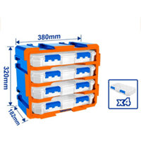 Bộ tủ gồm 4 hộp nhựa chia 13 ngăn đựng linh kiện 380x182x320 mm Wadfow WTB8344