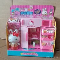 Bộ tủ lạnh thỏ hồng Yiyan, xe đẩy hàng mini, máy giặt, dụng cụ y tế, đồ chơi giả vờ cho bé gái, quà tặng