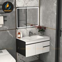 Bộ Tủ Lavabo PVC Thân Đen Cánh Trắng Trơn Chống Nước Chống Mối Mọt Tuyệt Đối TH2381WT - Xưởng Sản Xuất Tủ Lavabo PVC HANDAY