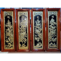 BỘ TỨ QUÝ ĐỒNG VÀNG LIỀN TẤM THÚC GÒ THỦ CÔNG  TÙNG CÚC TRÚC MAI KHỔ 40cm120cm