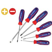 Bộ Tua vít 6 cái gồm ( 3 cái đầu hình hoa khế, 3 cái đầu dẹt), thép hợp kim CR-V Workpro - WP200504