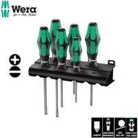 Bộ tua vít kỹ thuật Wera 05105650001 3346 Rack screwdriver dòng lasertip gồm 6 cái kèm giá treo nhựa