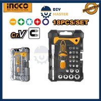 Bộ tua vít tay cầm chữ T 24 chi tiết đa năng INGCO HKSDB0188 đóng mở 2 chiều tự động có nam châm sửa điện thoại máy tính