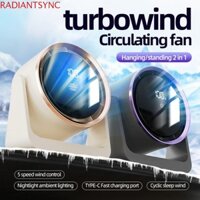 Bộ tuần hoàn không khí để bàn RADIANTSYNC, Quạt Turbo điện im lặng có thể sạc lại USB, Màn hình LED không dây làm mát không khí di động Máy thông gió nhà vệ sinh