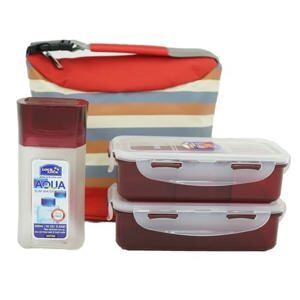 Bộ túi cơm hộp Lock&Lock Lunch Box W/Stripe pattern Bag HPL758S3SG