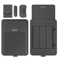 Bộ Túi Đựng Macbook Túi Đựng Laptop Mỏng Nhẹ Notebook Thông Minh Da PU Chống Nước - Đen - 1112 inch