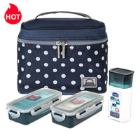 Bộ Túi Hộp Cơm Lock&Lock Dotted Pattern Bag HPL758S3DB