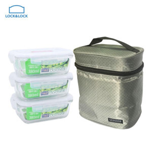 Bộ túi hộp cơm thủy tinh chịu nhiệt Lock&Lock Oven Glass LLG422S4DG