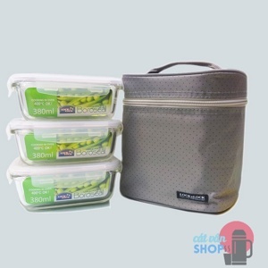 Bộ túi hộp cơm thủy tinh chịu nhiệt Lock&Lock Oven Glass LLG422S4DG