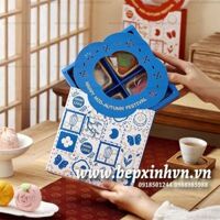 Bộ túi hộp trung thu 4 bánh 80g Mooncake Xanh