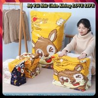Bộ Túi Hút Chân Không Quần Áo, Chăn LOVE LIFE (4 Túi + Máy Hút) - SUPERDECOR
