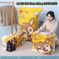 Bộ Túi Hút Chân Không Quần Áo, Chăn LOVE LIFE (4 Túi + Máy Hút) - Porscher
