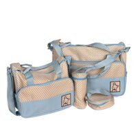 Bộ Túi Sách Mẹ Và Bé 5 Chi Tiết Vải dệt đa chiều Màu sắc: Xanh biển, xanh than, đỏ, hồng