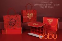 Bộ túi và hộp đựng socola 12 viên màu đỏ Tỏ Tình