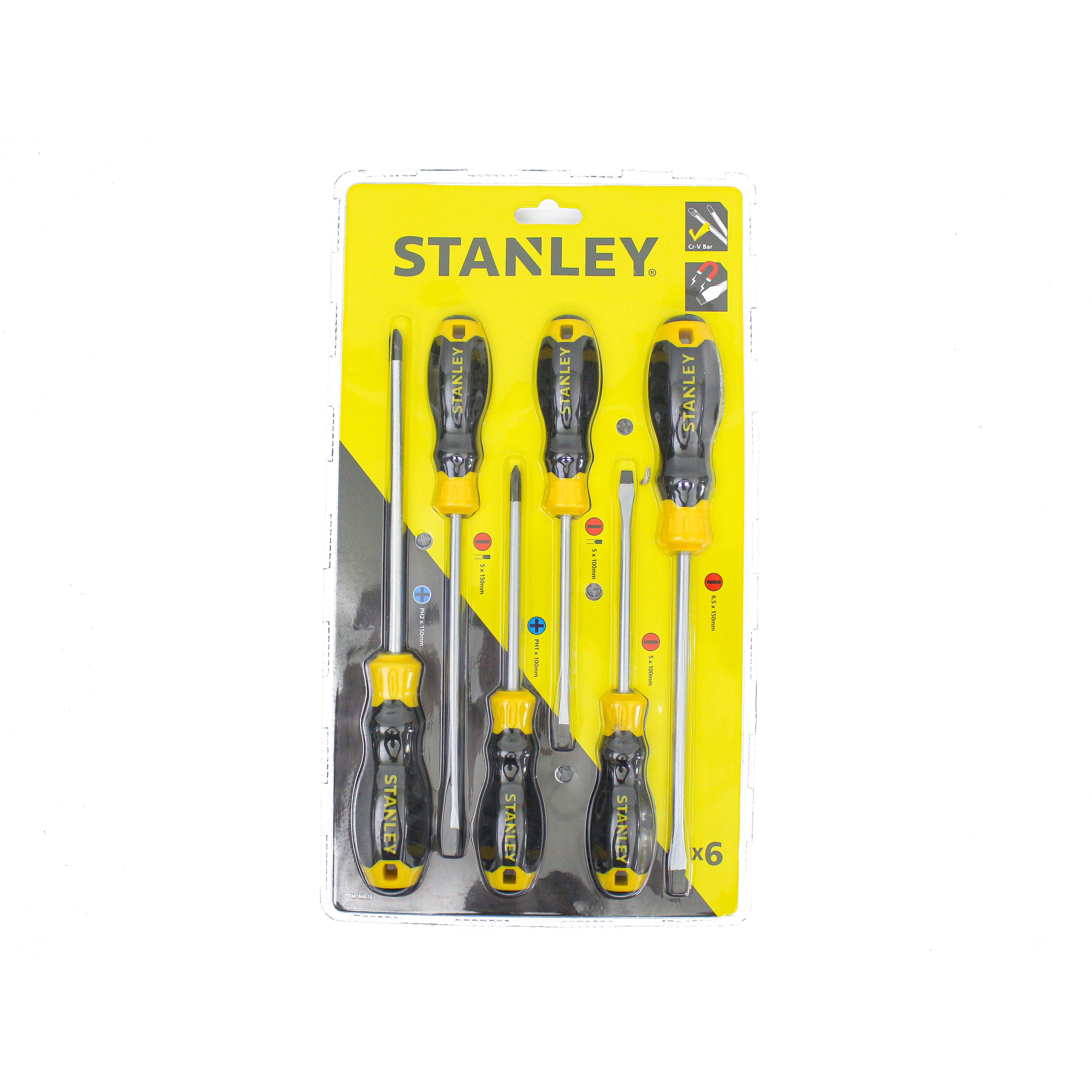 Bộ tuốc nơ vít dẹp và bake 6 cây Stanley STMT66672