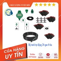 Bộ tưới cây tự động 20 đầu cắm phun 8 tia kèm van nước hẹn giờ