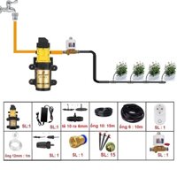 Bộ tưới nhỏ giọt tự động có bơm 15, 20 đầu tưới 8 tia