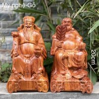 Bộ tượng 2 ông Thần Tài-Thổ Địa bằng gỗ.Cao15cm,Cao20cm