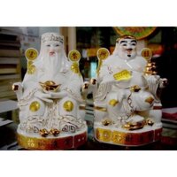bộ tượng 2 ông thần tài thổ địa sứ tráng men trắng đặt bàn thờ