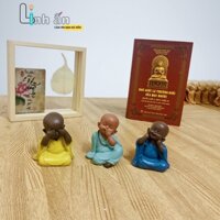Bộ Tượng 3 Chú Tiểu Tam Không -  Bộ Tượng Chú Tiểu Tam Không Trang Trí Decor Ô Tô - Bộ Tượng Cầu An Nhiều Màu ẢNH THẬT