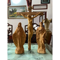 bộ tượng bàn thờ thiên chúa gia đình thánh gia phun 3D giả gỗ