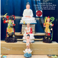 Bộ Tượng Bổn Sư 40cm, Tượng Hộ Pháp Và Tiêu Diện Và Phật Đản Sanh 30cm, Địa Tạng Bồ Tát 32cm Màu Trắng - Tuệ Tâm