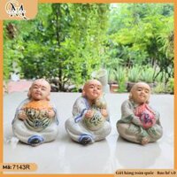 Bộ tượng chú tiểu Phúc Lộc Thọ (bộ 3), bộ tượng chú tiểu PLT decor bàn trà, bàn làm việc