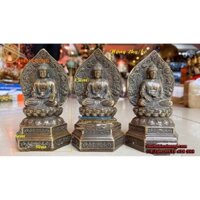 Bộ Tượng Đồng Tam Thế Phật, Tam Thánh Ngồi Bằng Đồng Màu Giả Cổ