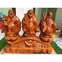 Bộ tượng gỗ điêu khắc ba ông tam đa đứng cầu như ý