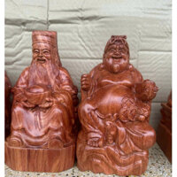 Bộ tượng gỗ hương thần tài, thổ địa cao 25cm