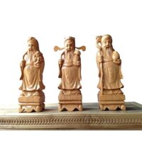 Bộ Tượng gỗ Tam Đa Phúc Lộc Thọ Gỗ Pơmu cao 26cm Đồ trang trí