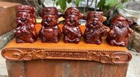 Bộ tượng năm vị thần tài  may mắn bằng gỗ trắc kt 96cm
