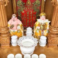 Bộ Tượng Ông Địa - Thần Tài Bằng Sứ Cao Cấp